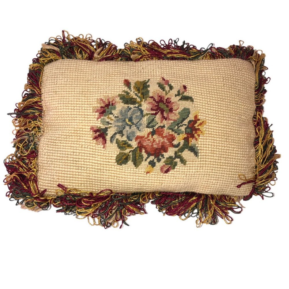 Vintage One of A Kind Hand Made liberty Flowers NEEDLEPOINT sateen mini …